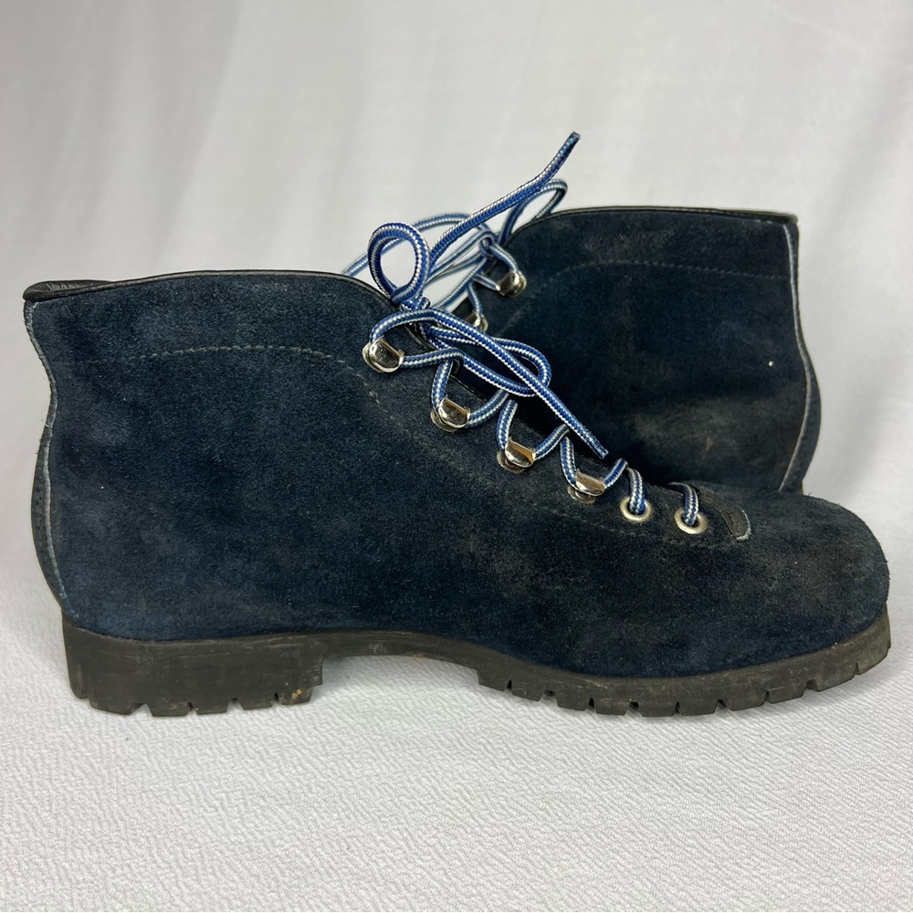 Vintage The Alps By Fabiano Blue Suede Leather Hiking Boots Womens Size 7 N - Picture 3 of 11